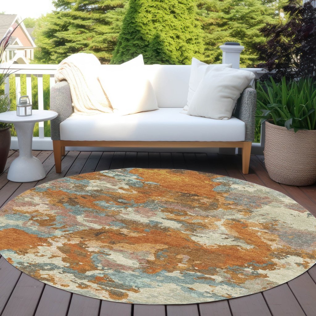 Sorrin Orange Washable Indoor - Outdoor Rug - LOOMLAN - LOOMLAN Rugs - Outdoor Rugs