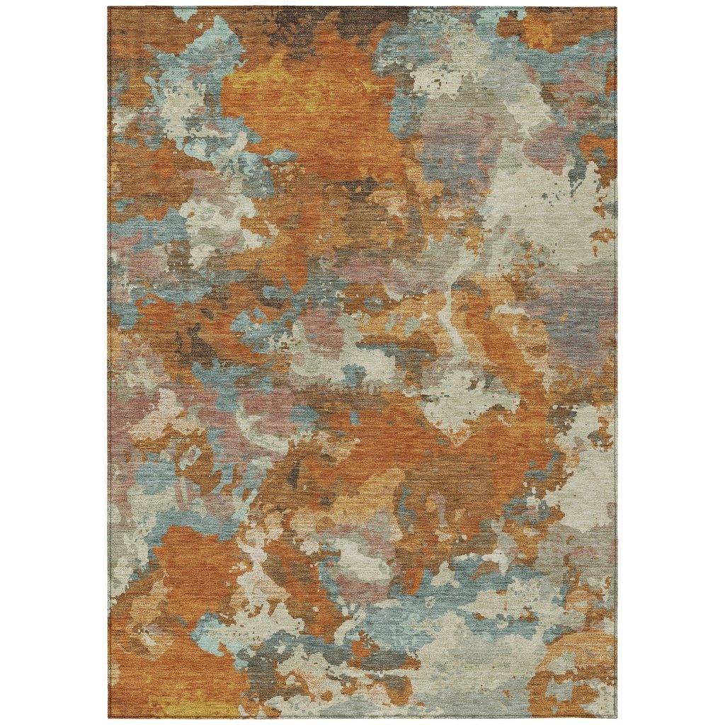 Sorrin Orange Washable Indoor-Outdoor Rug