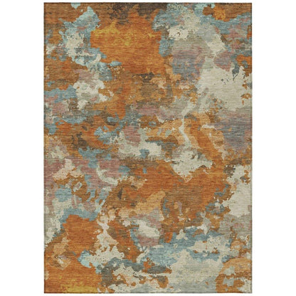 Sorrin Orange Washable Indoor-Outdoor Rug