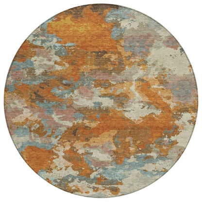 Sorrin Orange Washable Indoor-Outdoor Rug