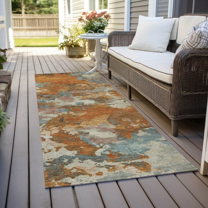 Sorrin Orange Washable Indoor - Outdoor Rug - LOOMLAN - LOOMLAN Rugs - Outdoor Rugs