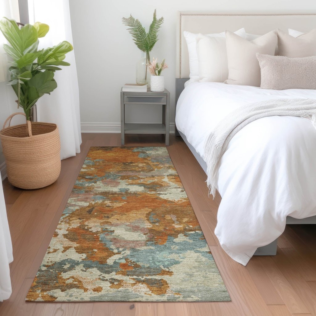 Sorrin Orange Washable Indoor - Outdoor Rug - LOOMLAN - LOOMLAN Rugs - Outdoor Rugs