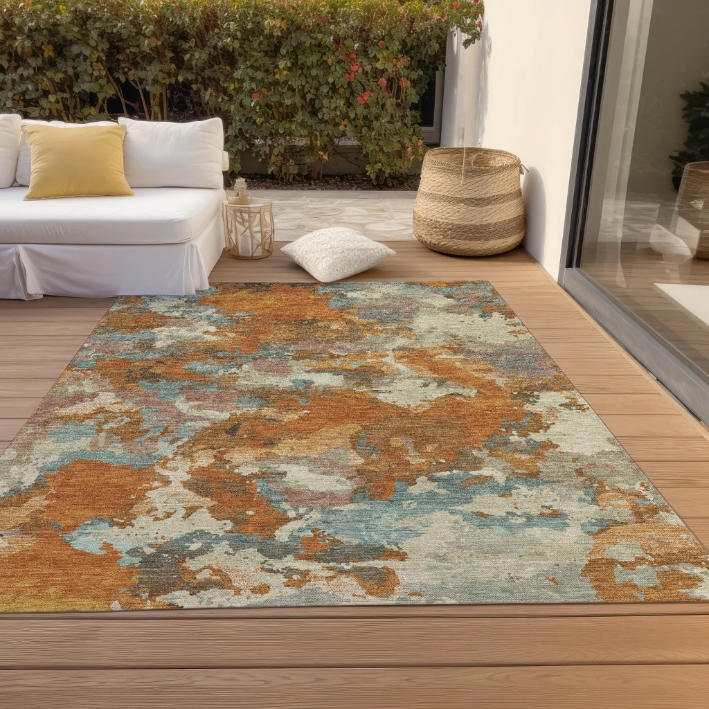 Sorrin Orange Washable Indoor - Outdoor Rug - LOOMLAN - LOOMLAN Rugs - Outdoor Rugs
