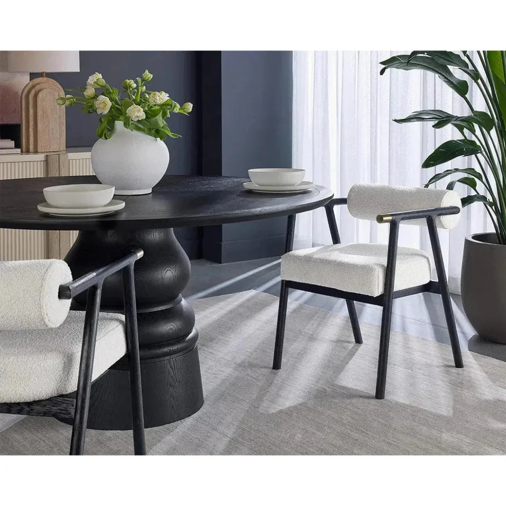 SUNPAN Sova Dining Armchair White Boucle