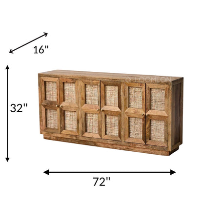 LOOMLAN Marentha Six Doors Natural Wooden Sideboard