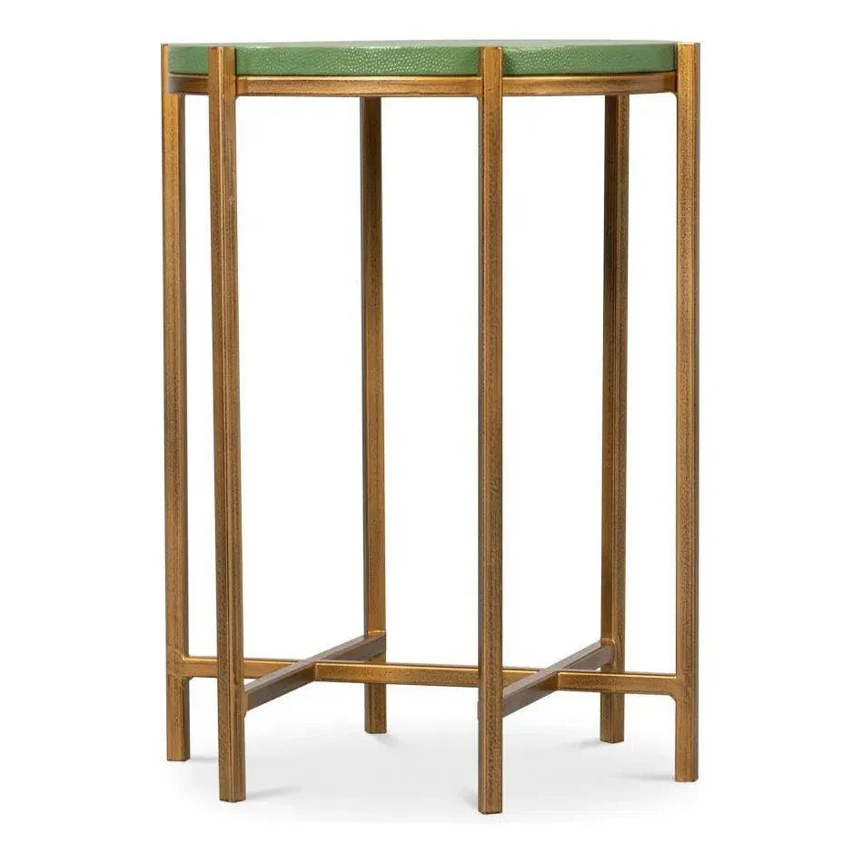 Sarreid Spence Mdf and Iron Green Round Side Table