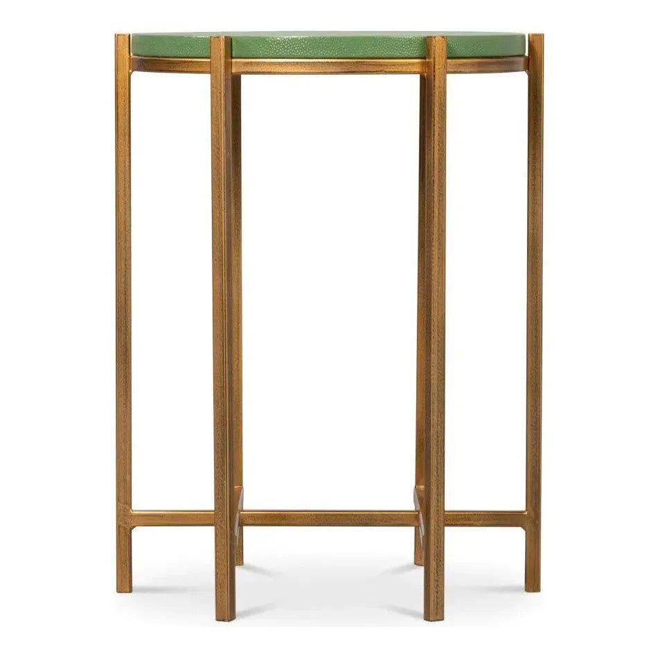 Sarreid Spence Mdf and Iron Green Round Side Table