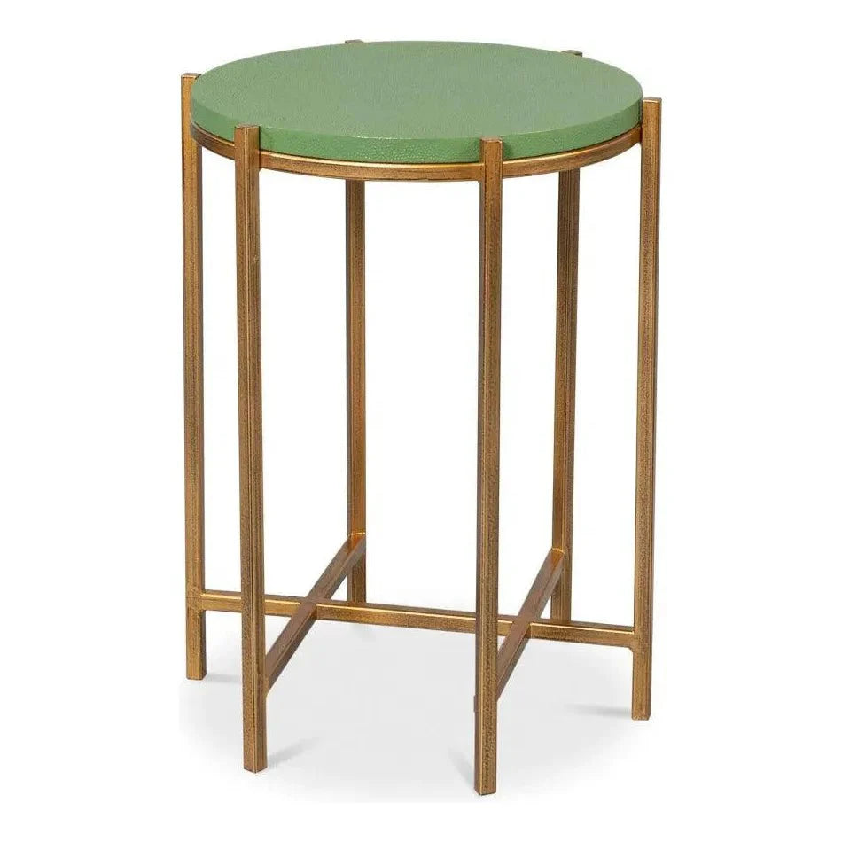 Sarreid Spence Mdf and Iron Green Round Side Table