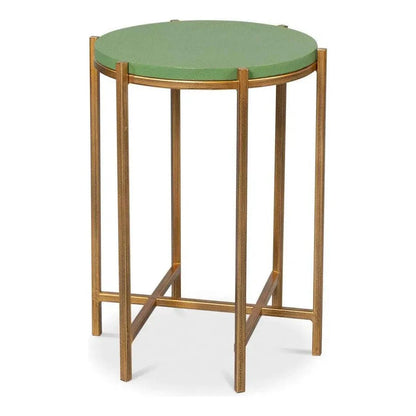 Sarreid Spence Mdf and Iron Green Round Side Table