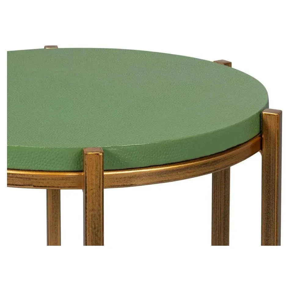 Sarreid Spence Mdf and Iron Green Round Side Table