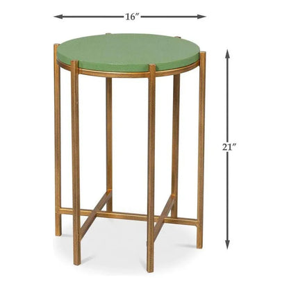 Sarreid Spence Mdf and Iron Green Round Side Table