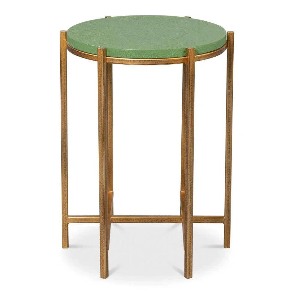 Sarreid Spence Mdf and Iron Green Round Side Table