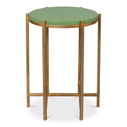 Sarreid Spence Mdf and Iron Green Round Side Table