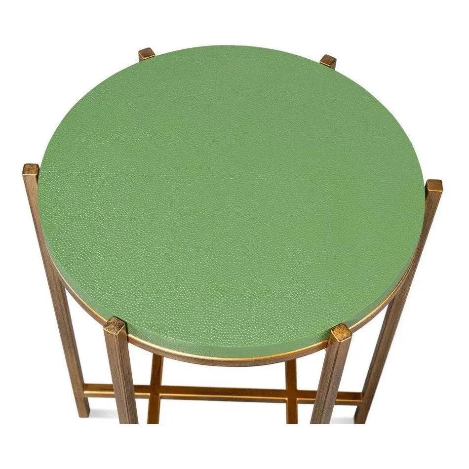 Sarreid Spence Mdf and Iron Green Round Side Table