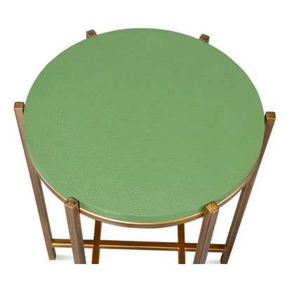 Sarreid Spence Mdf and Iron Green Round Side Table