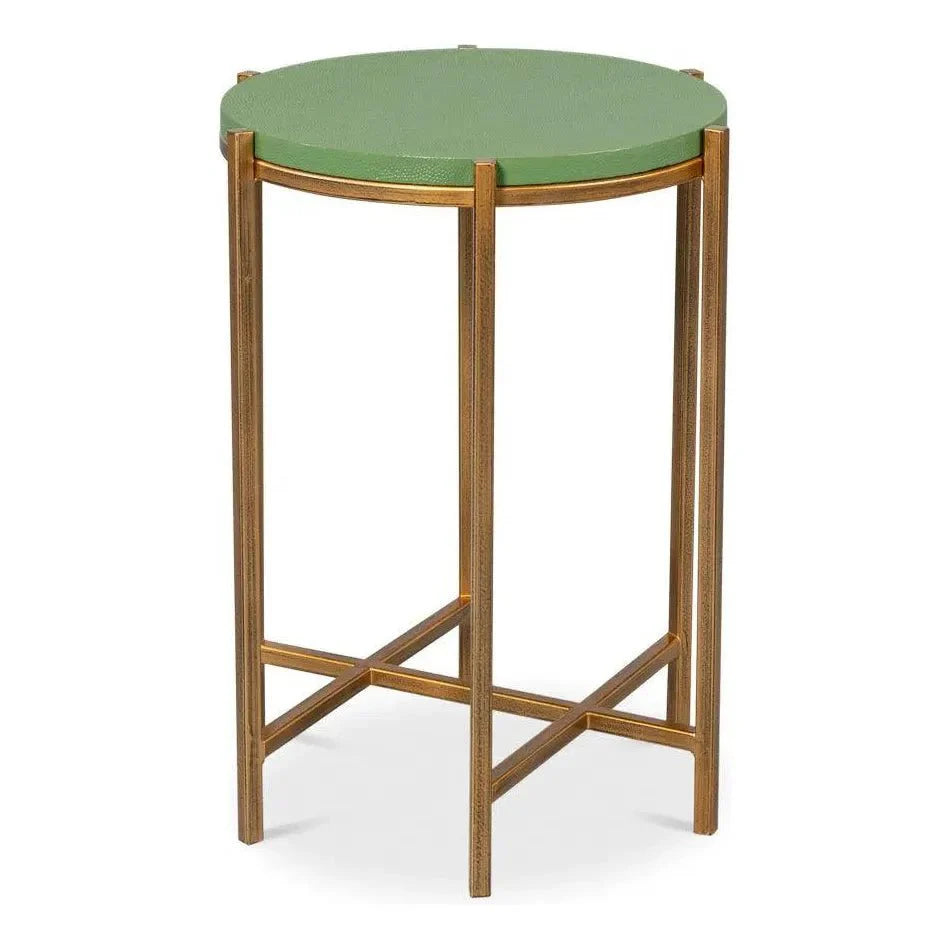 Sarreid Spence Mdf and Iron Green Round Side Table
