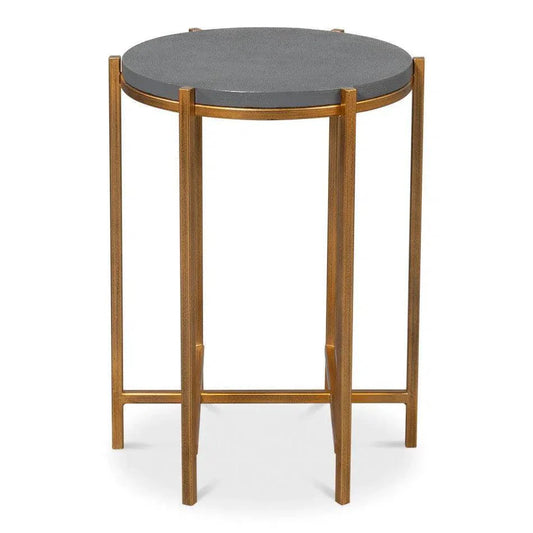 Sarreid Spence Mdf and Iron Grey Round Side Table