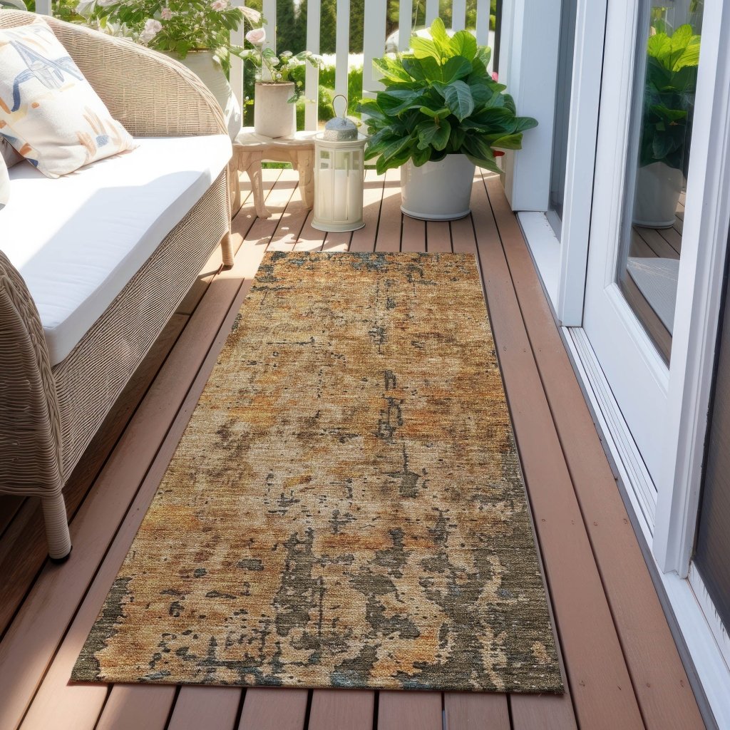LOOMLAN Rugs Spindlea Orange Washable Indoor-Outdoor Rug
