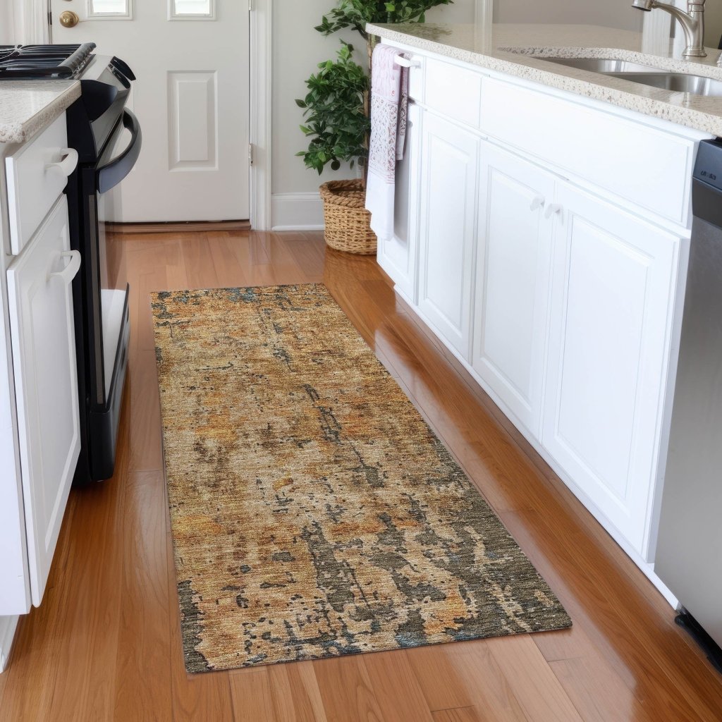 LOOMLAN Rugs Spindlea Orange Washable Indoor-Outdoor Rug
