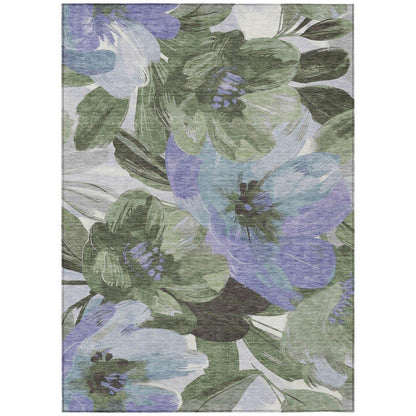 LOOMLAN Rugs Spindleya Green Washable Indoor-Outdoor Rug