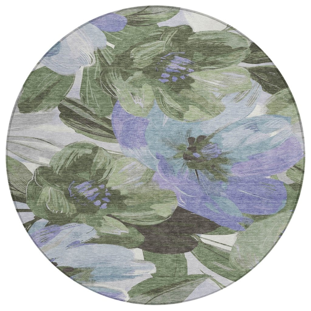 LOOMLAN Rugs Spindleya Green Washable Indoor-Outdoor Rug