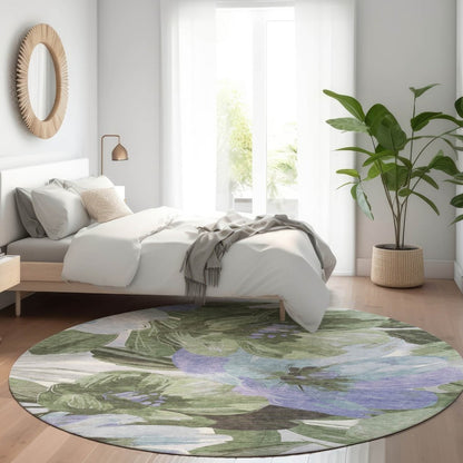 LOOMLAN Rugs Spindleya Green Washable Indoor-Outdoor Rug
