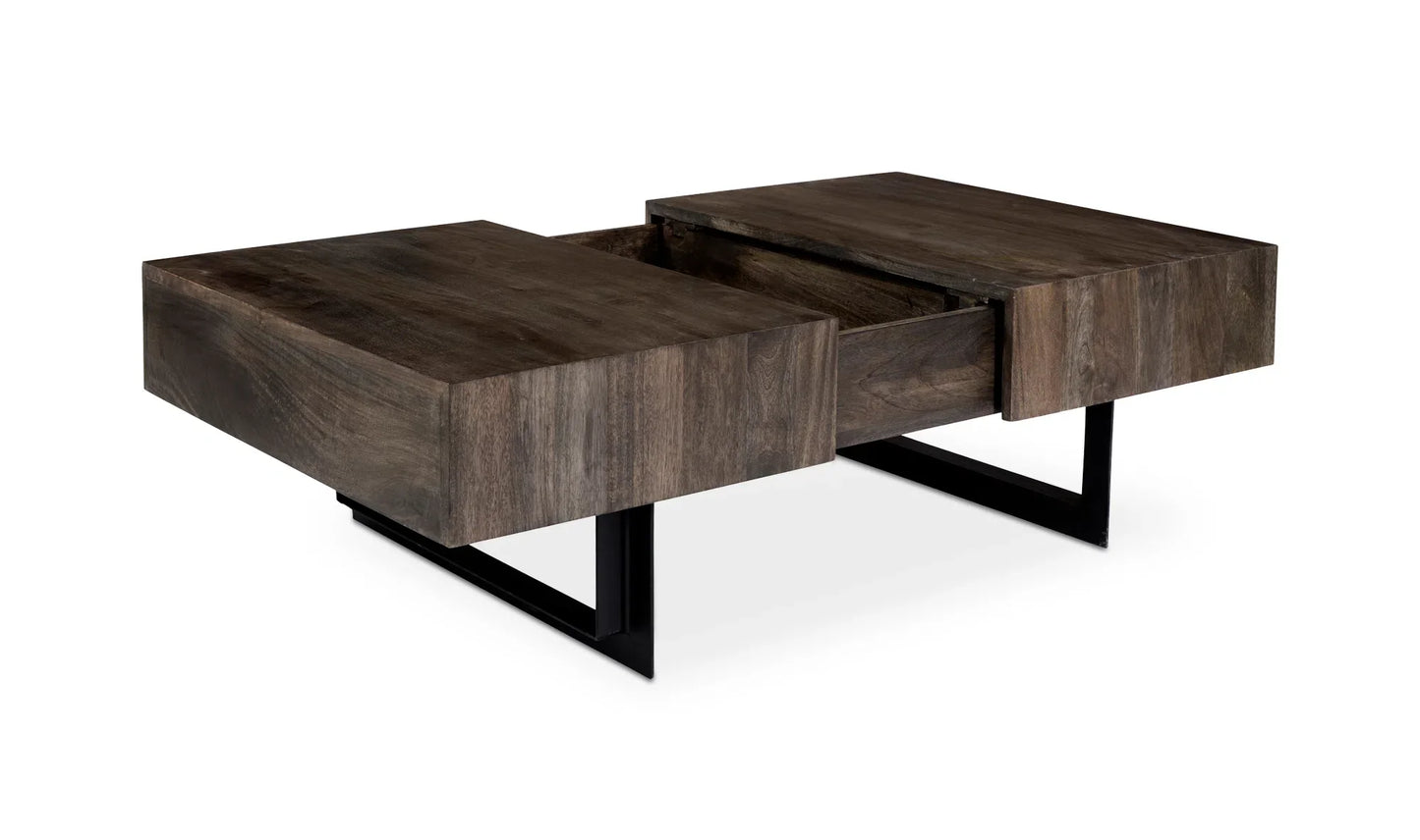 42.5 Inch Storage Coffee Table Natural Contemporary