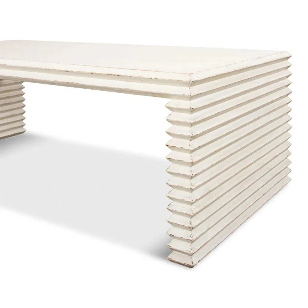 Sarreid Stacked Cocktail Coffee Table Antique White