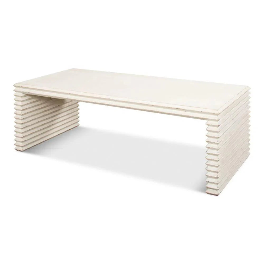 Sarreid Stacked Cocktail Coffee Table Antique White