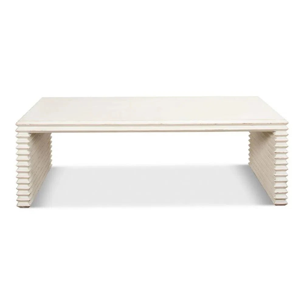 Sarreid Stacked Cocktail Coffee Table Antique White