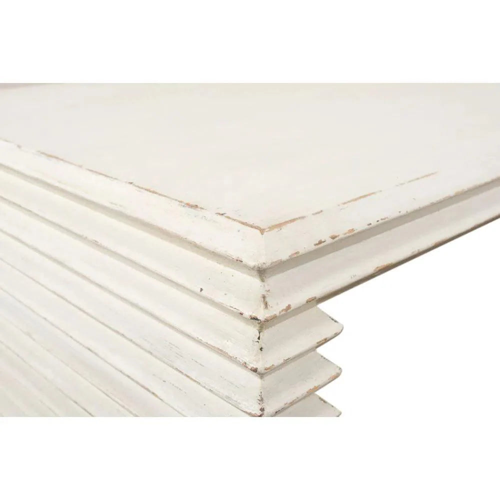 Sarreid Stacked Cocktail Coffee Table Antique White