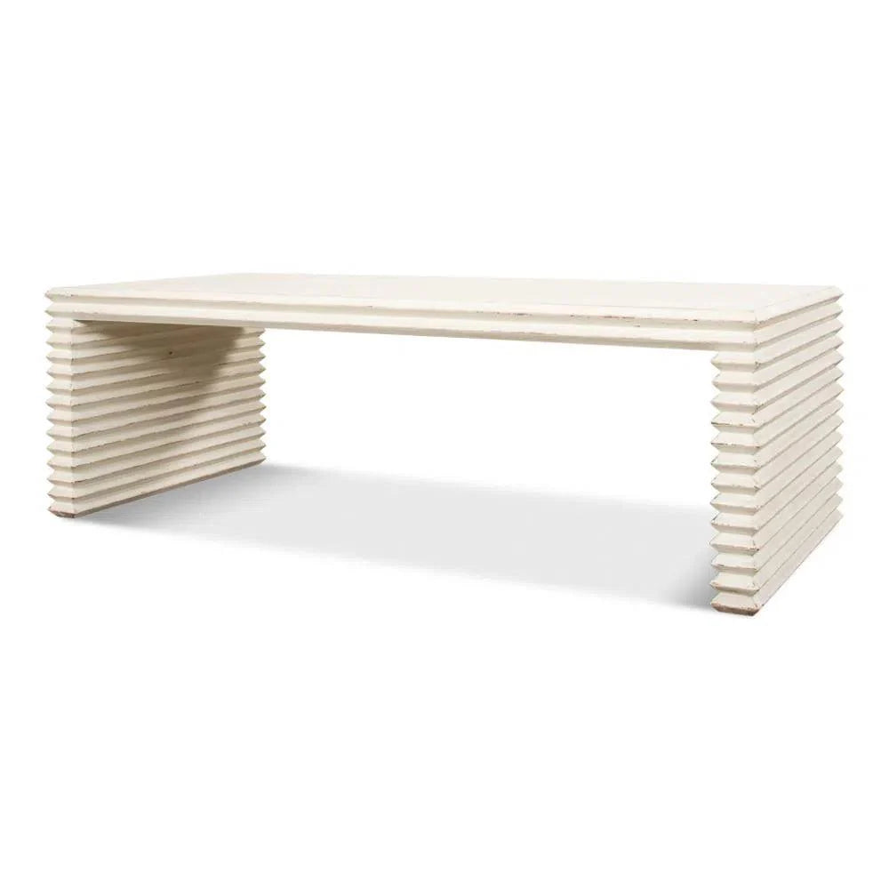 Sarreid Stacked Cocktail Coffee Table Antique White
