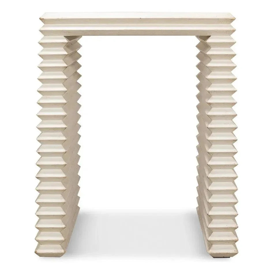 Sarreid Stacked Side Table Antique White