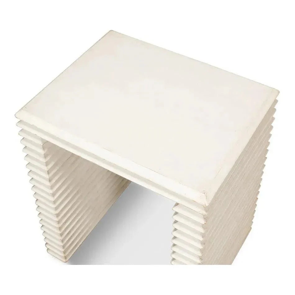 Sarreid Stacked Side Table Antique White