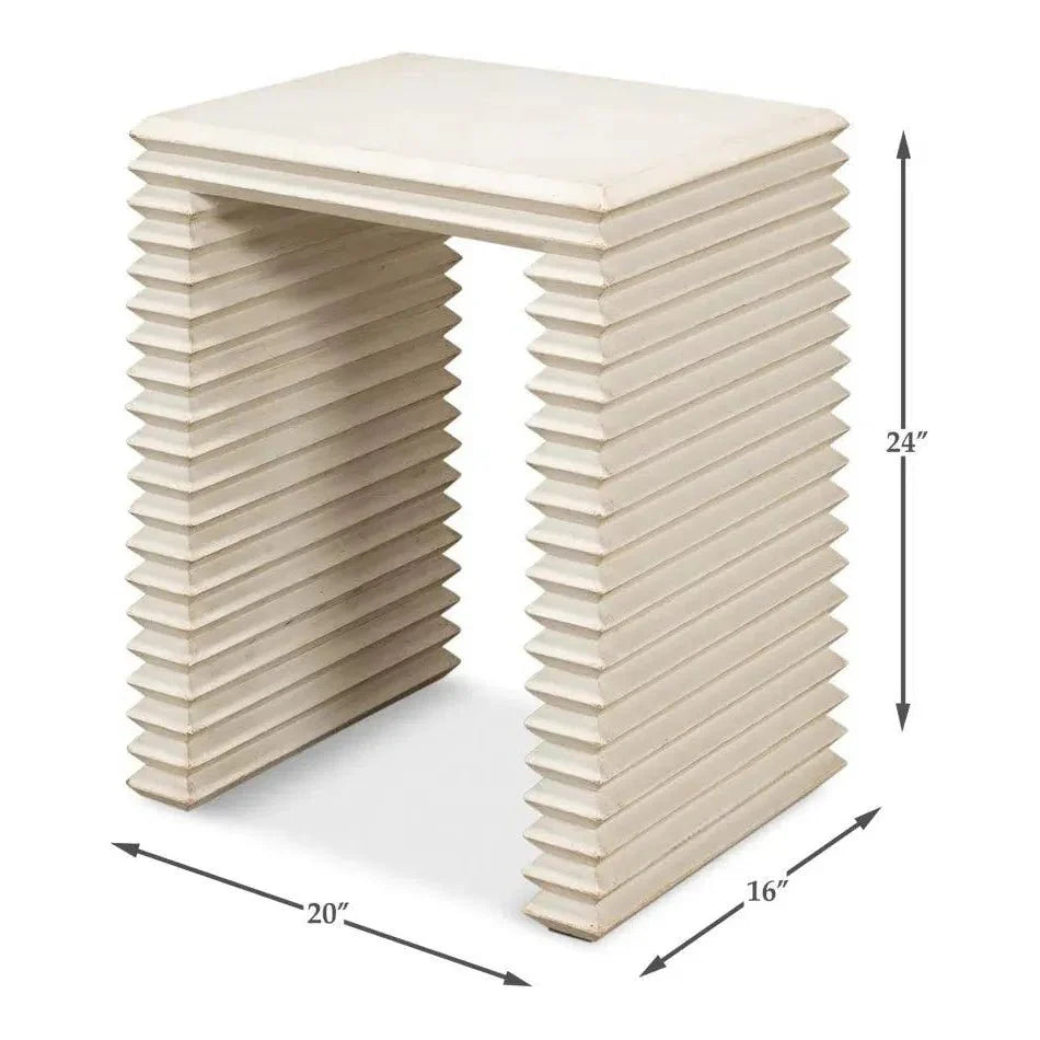 Sarreid Stacked Side Table Antique White