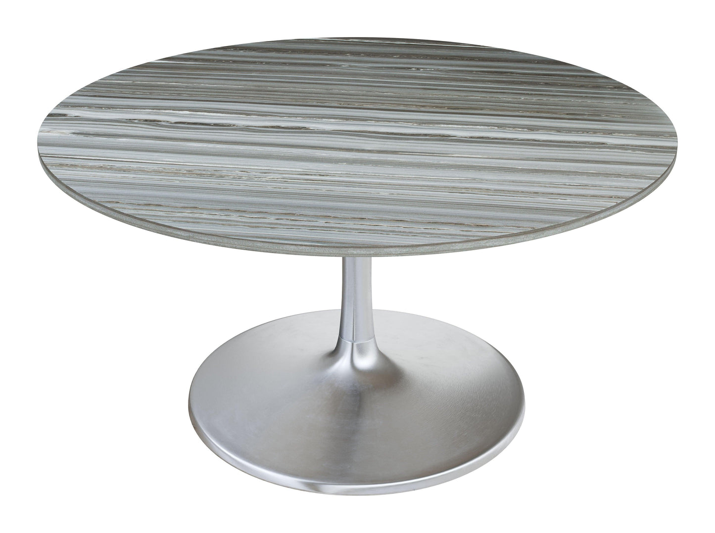 Star City Dining Table 60" Gray - Sideboards and Things Brand_Zuo Modern, Color_Gray, Color_Silver, Finish_Polished, Height_30-40, Materials_Metal, Materials_Stone, Materials_Wood, Metal Type_Aluminum, Metal Type_Iron, Product Type_Dining Height, Seating Capacity_4, Seating Capacity_6, Seating Capacity_8, Shape_Round, Stone Type_Marble, Table Base_Metal, Table Top_Stone, Width_50-60, Wood Species_MDF