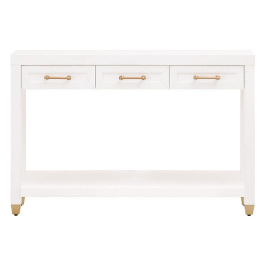 Stella Narrow Console Table Solid Wood - Sideboards and Things Accents_Gold, Brand_Essentials For Living, Color_White, Features_With Drawers, Features_With Shelves, Features_With Storage, Finish_Gold Leaf, Height_30-40, Product Type_Console Table, Table Base_Wood, Table Top_Wood, Width_40-50