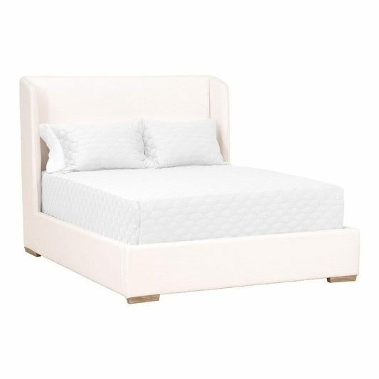 Stewart White Platform Cal King Bed Frame LiveSmart Upholstered - Sideboards and Things Brand_Essentials For Living, Color_White, Materials_Upholstery, Product Type_Platform Bed, Size_King, Upholstery Type_Livesmart, Upholstery Type_Performance Fabric