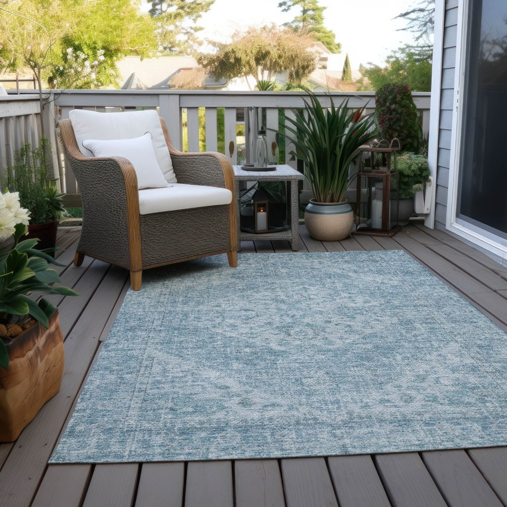 LOOMLAN Rugs Stockholm Blue Washable Indoor-Outdoor Rug