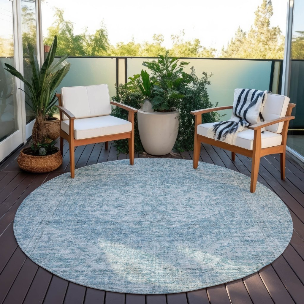 LOOMLAN Rugs Stockholm Blue Washable Indoor-Outdoor Rug