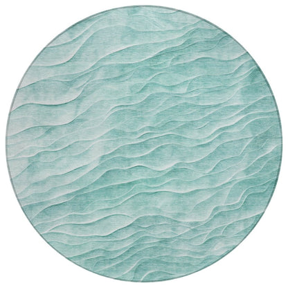 LOOMLAN Rugs Stratora Teal Washable Indoor-Outdoor Rug