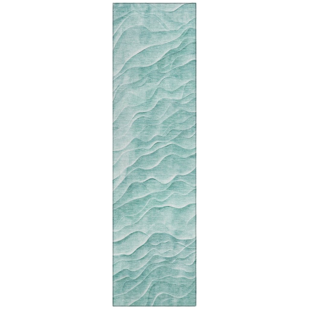 LOOMLAN Rugs Stratora Teal Washable Indoor-Outdoor Rug