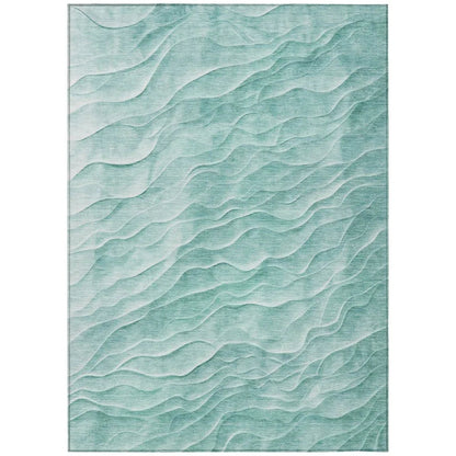 LOOMLAN Rugs Stratora Teal Washable Indoor-Outdoor Rug