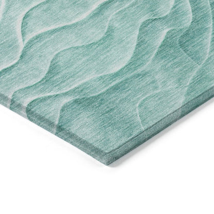 LOOMLAN Rugs Stratora Teal Washable Indoor-Outdoor Rug