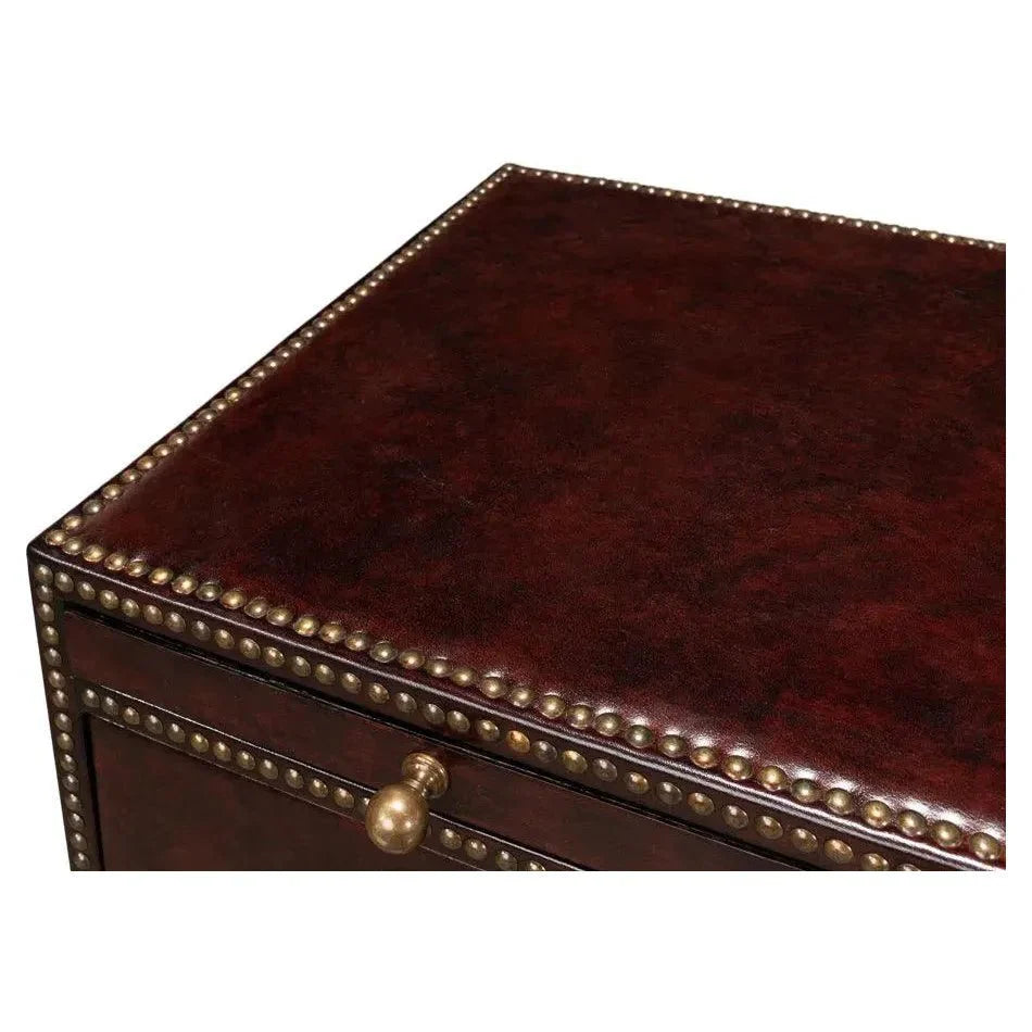 Studded Gentleman's Chest Leather Upholstery - LOOMLAN - Sarreid - Chests