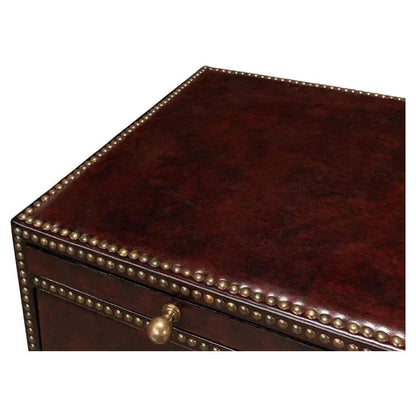 Studded Gentleman's Chest Leather Upholstery - LOOMLAN - Sarreid - Chests
