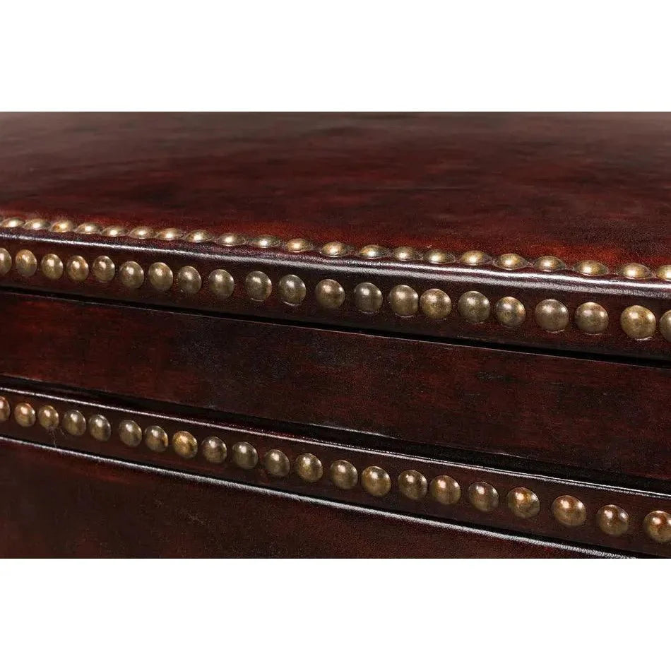 Studded Gentleman's Chest Leather Upholstery - LOOMLAN - Sarreid - Chests