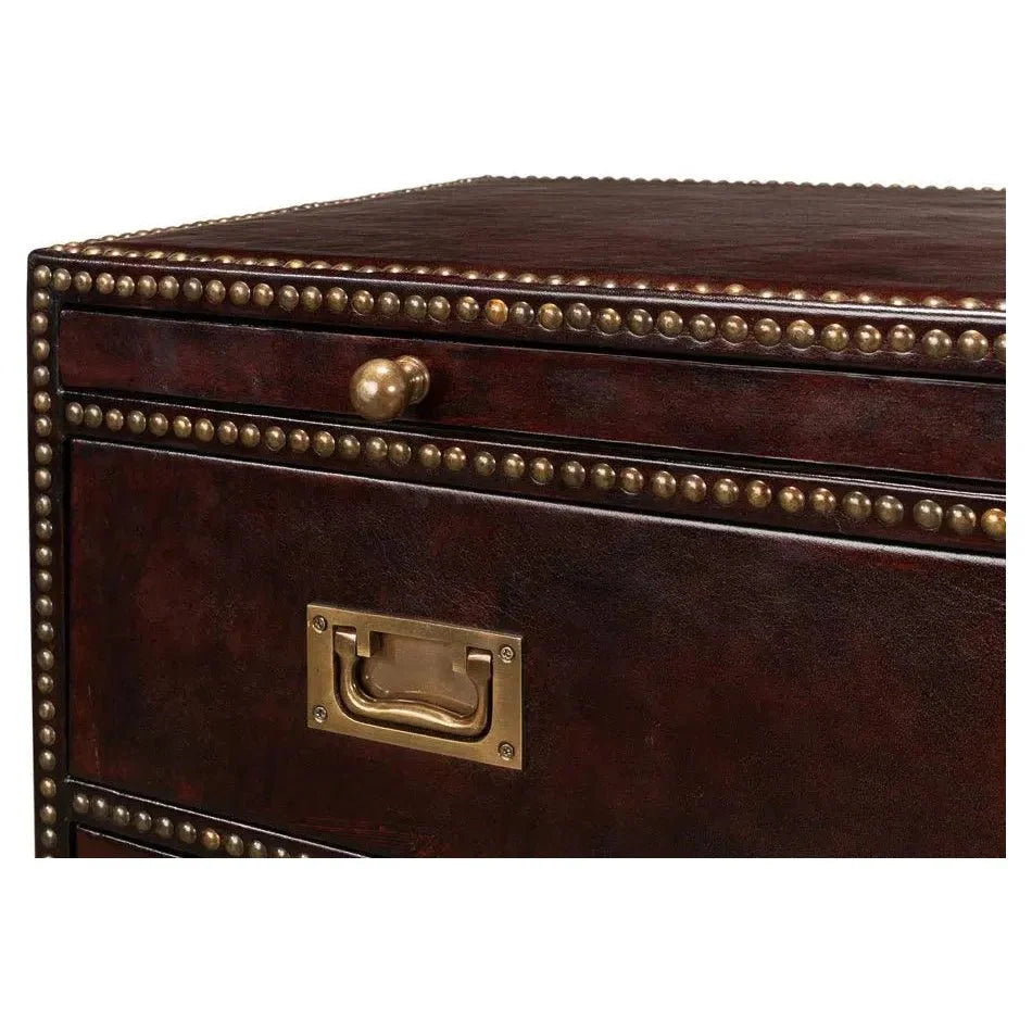 Studded Gentleman's Chest Leather Upholstery - LOOMLAN - Sarreid - Chests