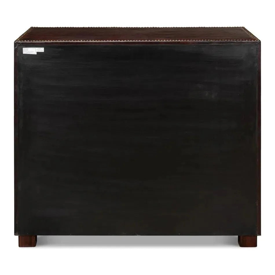 Studded Gentleman's Chest Leather Upholstery - LOOMLAN - Sarreid - Chests