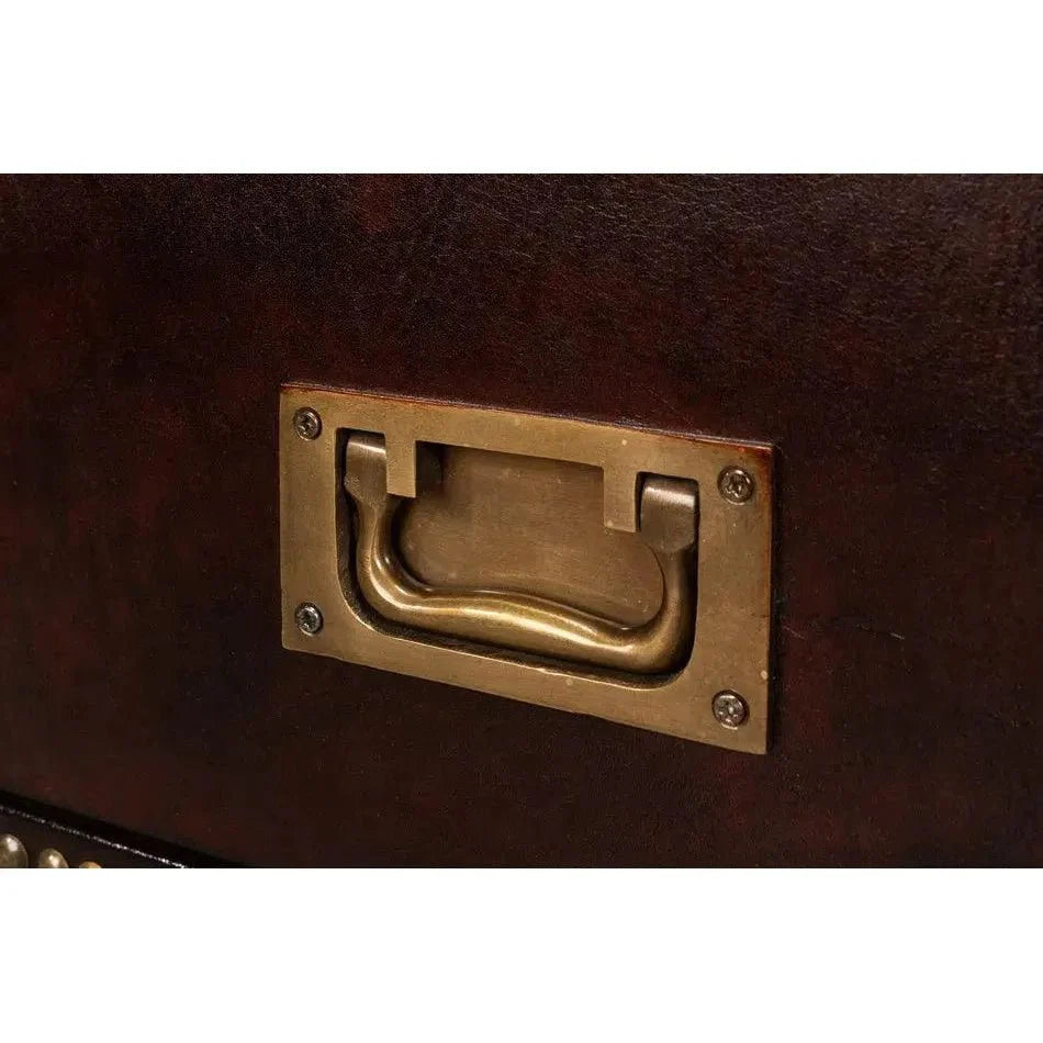 Studded Gentleman's Chest Leather Upholstery - LOOMLAN - Sarreid - Chests